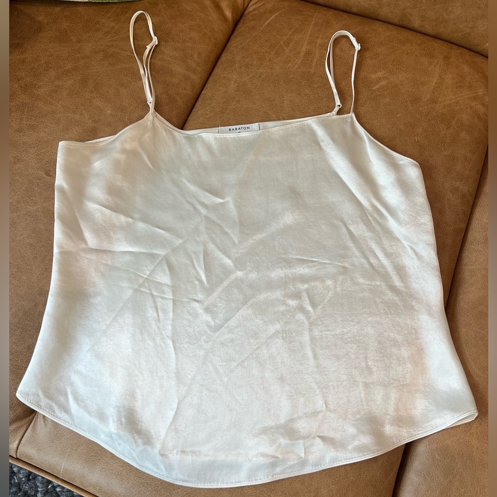 Babaton Satin White Camisole Top - Aritzia - M